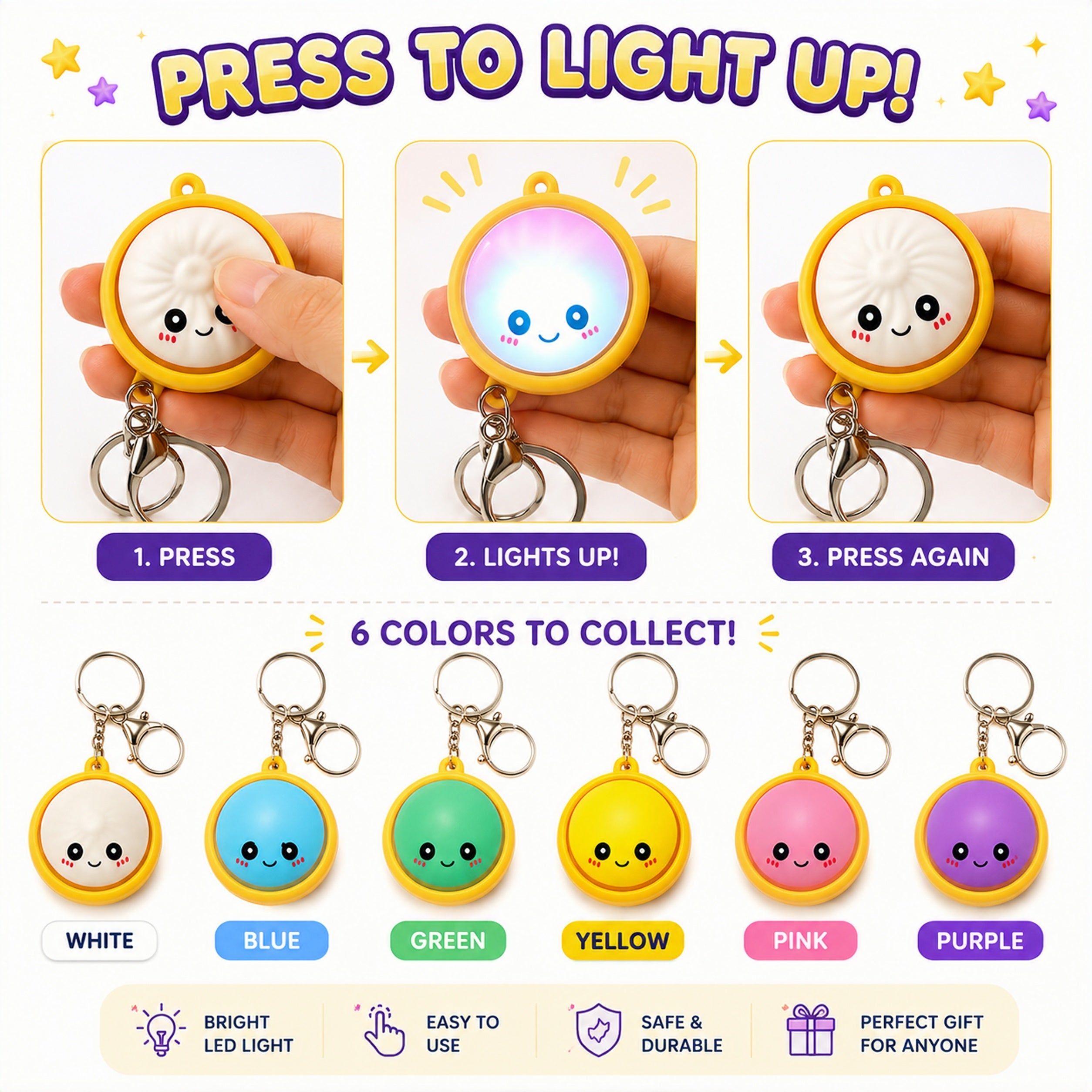 Glowing DumplingT Fidget Keychain