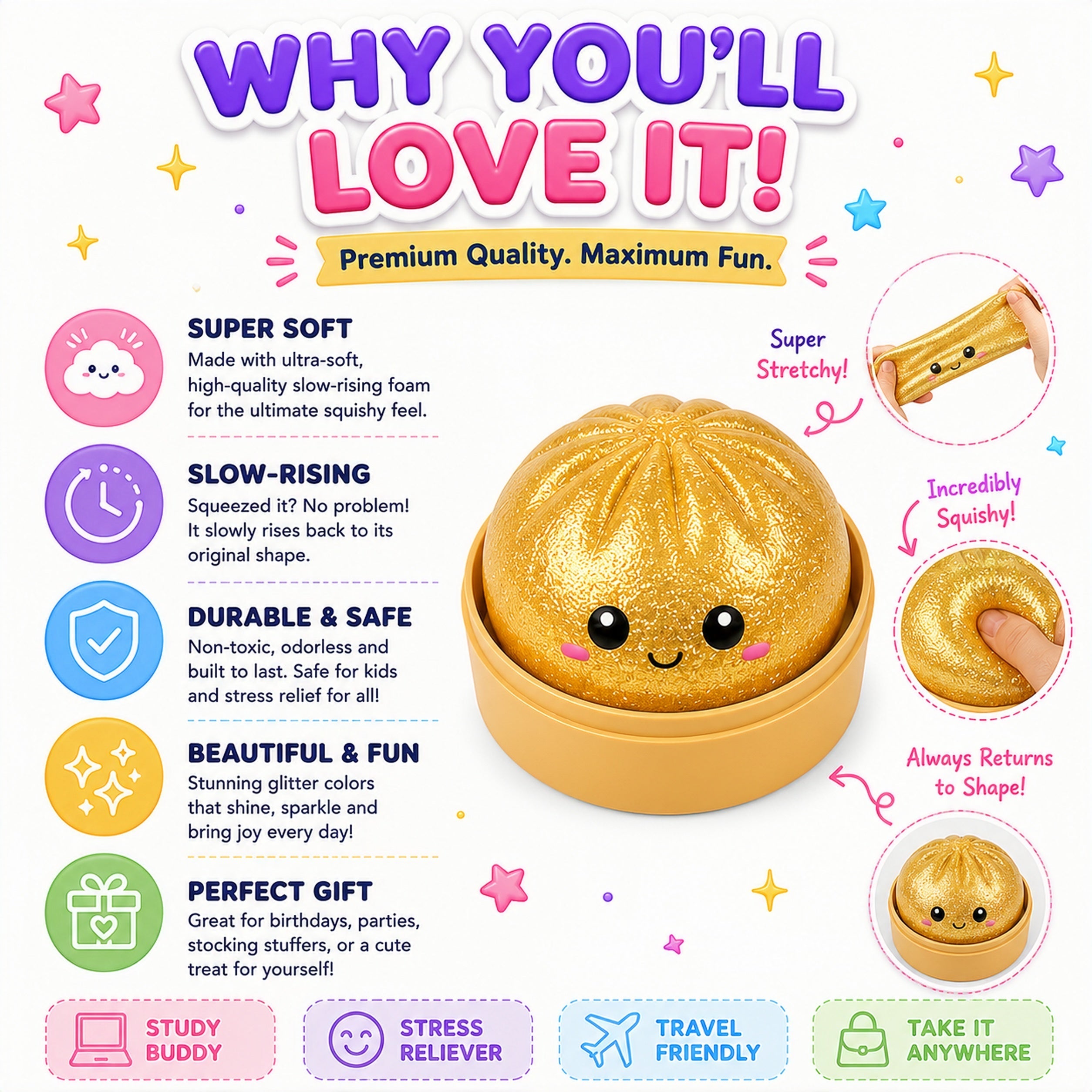 Glitter DumplingT Squishy